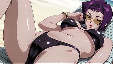 Faye Valentine Sunbathing Turns Into Beach Sex. Faye Valentine Hentai Cosplay (AI-generated)