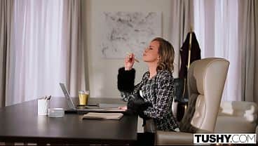 TUSHY Gorgeous MILF Boss Lady Serenity Cox Has Her First Anal Fantasy Come True At The Office