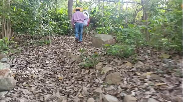 Dirty old decrepit man fucks his own busty stepdaughter in the jungle