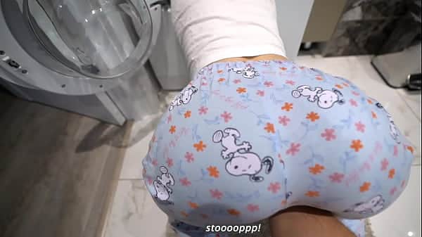 step sister gets fucked while is stuck inside of washing machine - creampie