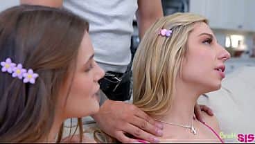 Kait & Juniper Ren Yell "Stretch Our Tight Holes Victor" in Wild Cheer Threesome Fuck